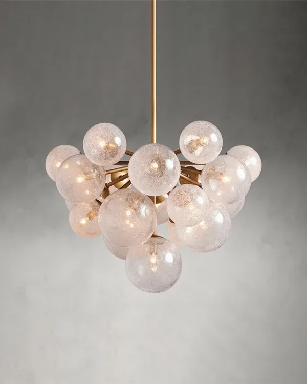 Laiton Globe Glass Chandelier, 27" in brass