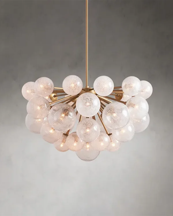 Laiton Globe Glass Chandelier, 35" in brass