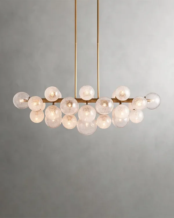 Laiton Linear Glass Chandelier, 51" in brass