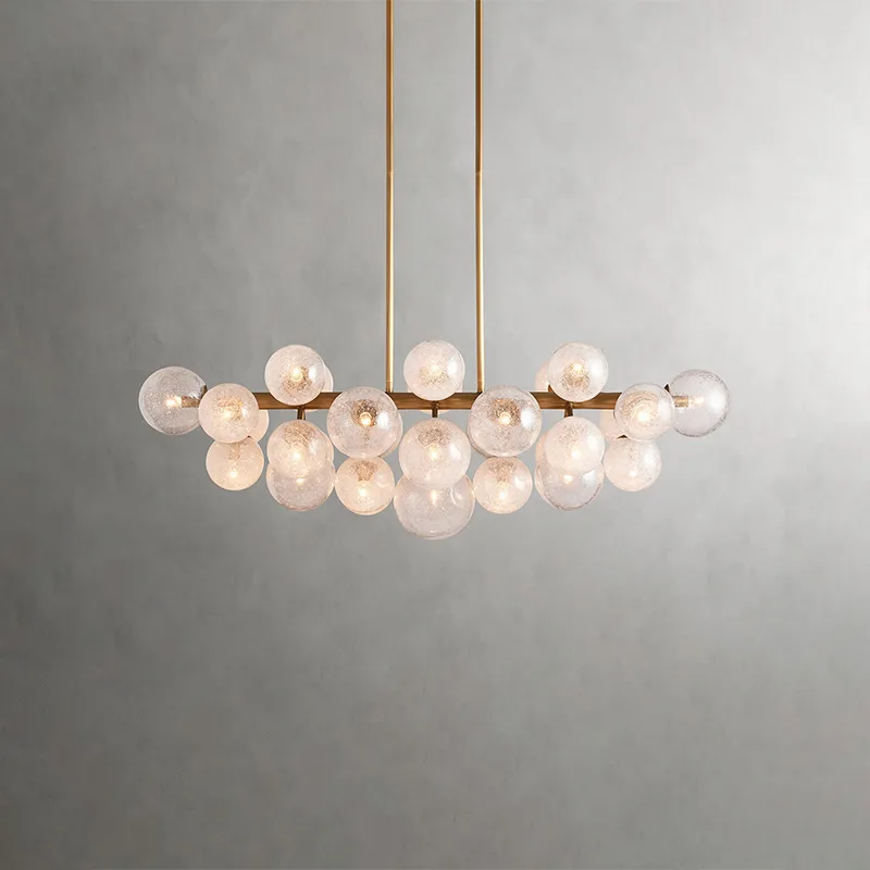 Laiton Linear Glass Chandelier, 51" in brass
