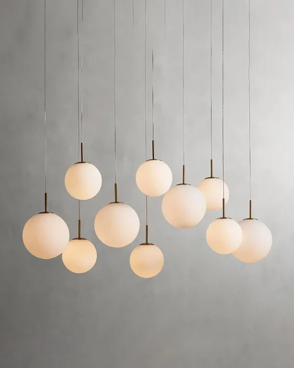 Laiton Linear Glass 10-Light Chandelier, 55" × 156" H in Satin Brass in satin brass