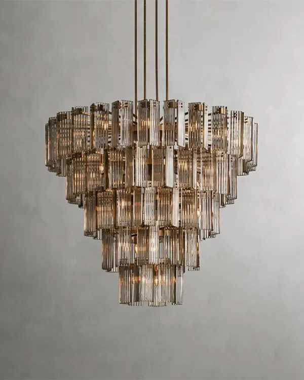 Laiton Round Glass 39-Light Chandelier II, 60" × 51" H in Brass in brass