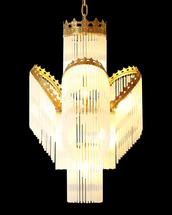 Orchidée Glass Chandelier, 19" in antique brass