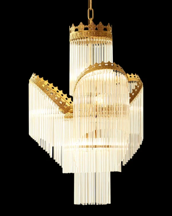 Pivoine Glass Chandelier, 19" in antique brass