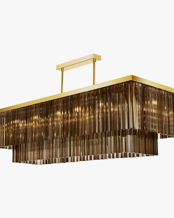 Soufflé Linear Glass Chandelier, 20" in gold