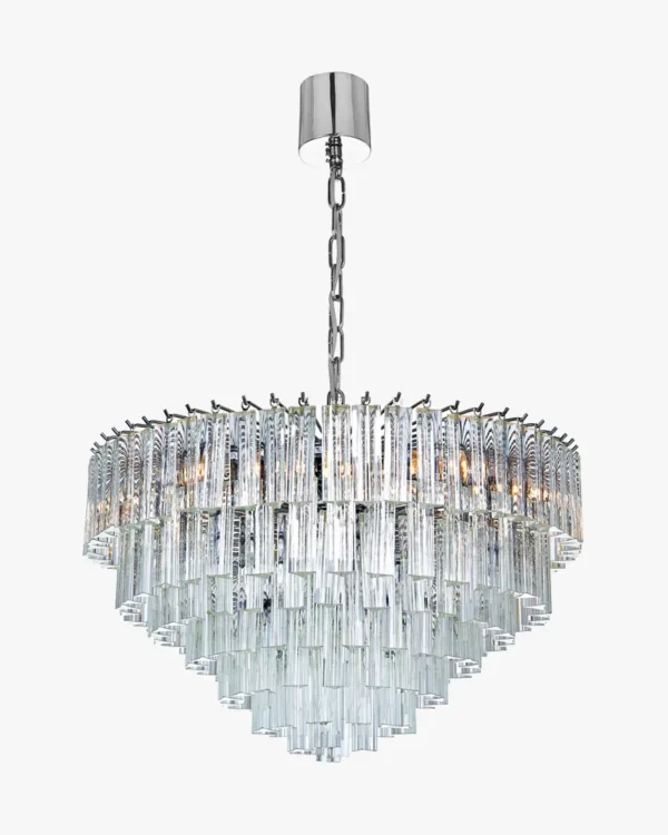 Soufflé Glass 6-Light Chandelier, 24" × 14" H in Polished Chrome in polished chrome
