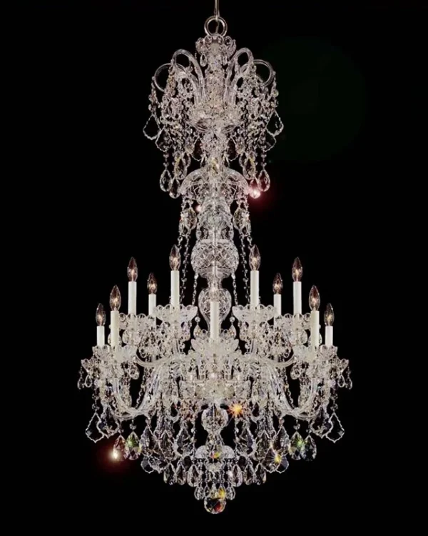 Étincelle Crystal 15-Light Chandelier, 31" × 54" H in polished chrome