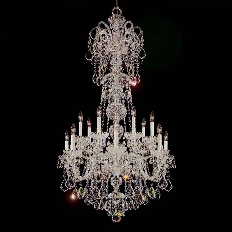 Étincelle Crystal 15-Light Chandelier, 31" × 54" H in polished chrome