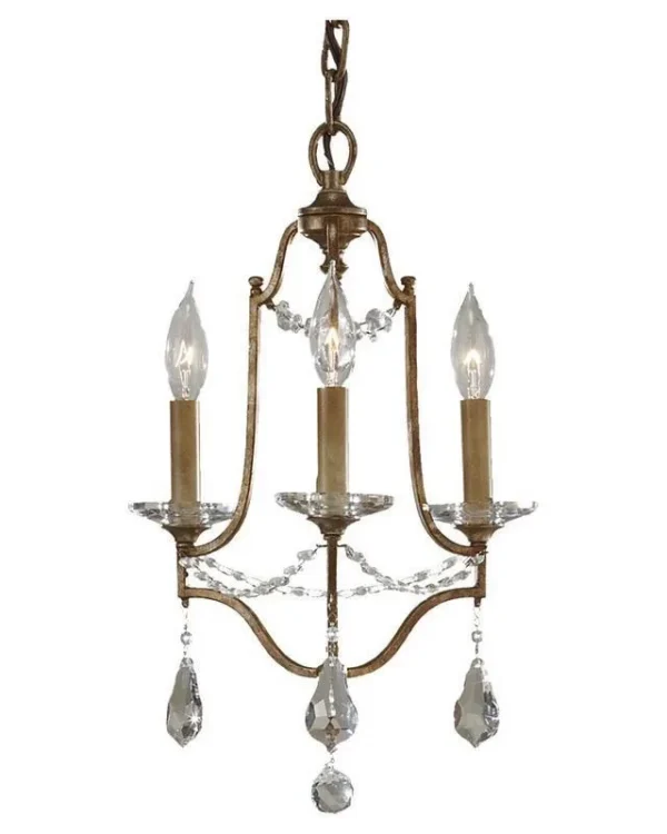 Dordogne Crystal Chandelier, 13" in bronze