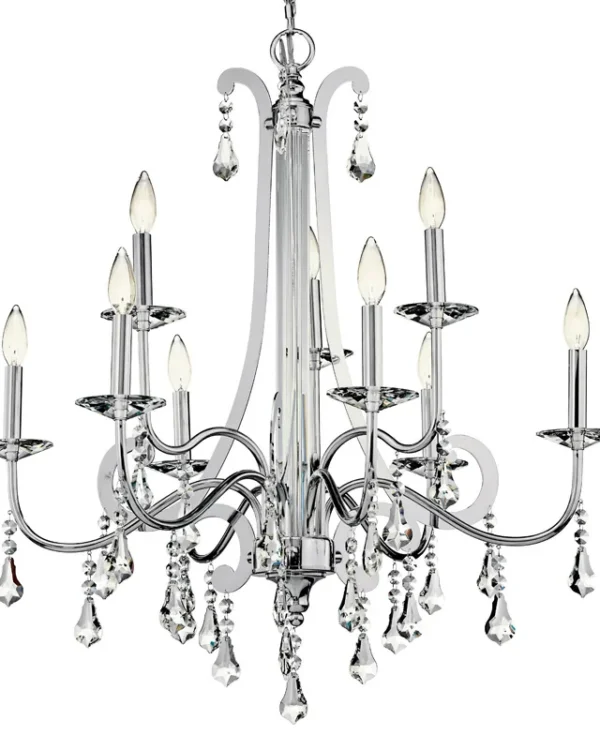 Dordogne Crystal Chandelier, 34" in polished chrome
