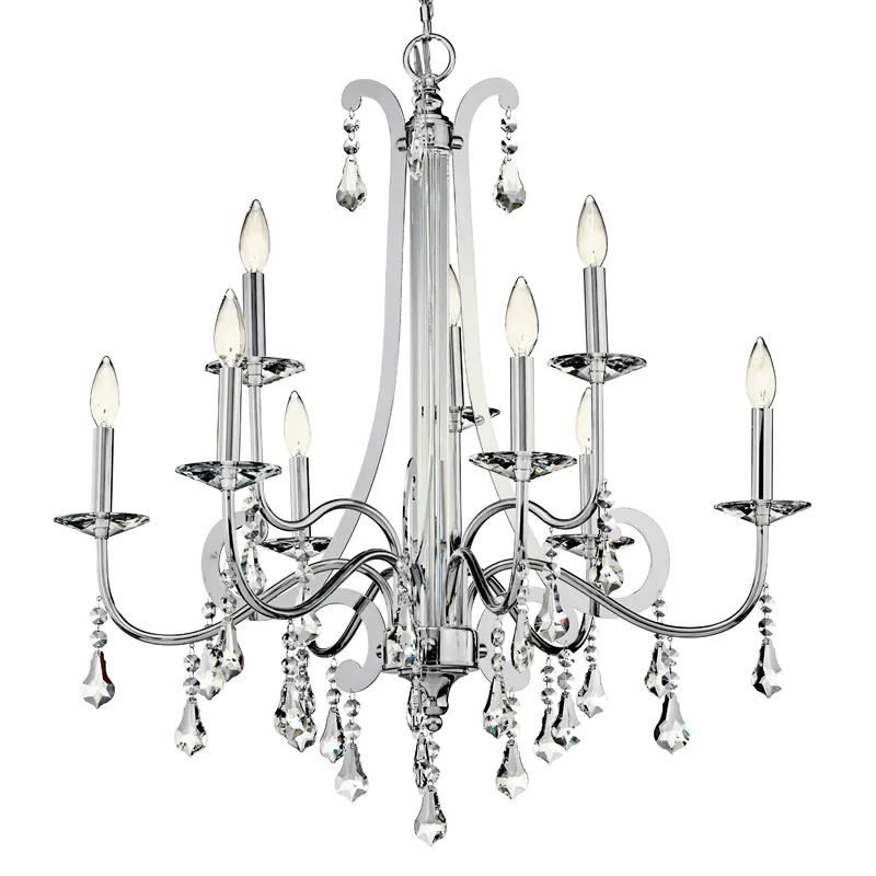 Dordogne Crystal Chandelier, 34" in polished chrome