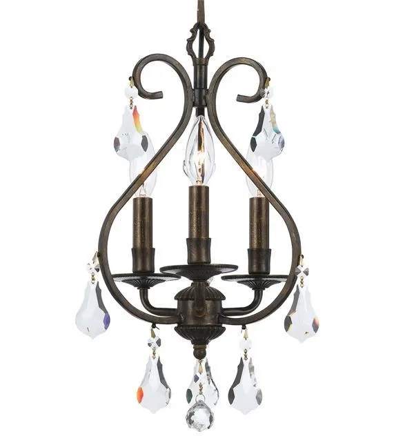 Forge Crystal Chandelier, 10" in bronze