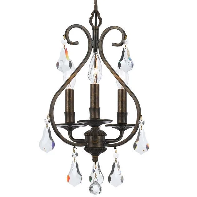 Forge Crystal Chandelier, 10" in bronze