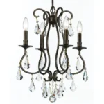 Forge Crystal Chandelier, 16" in bronze