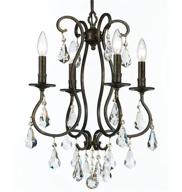 Forge Crystal Chandelier, 16" in bronze