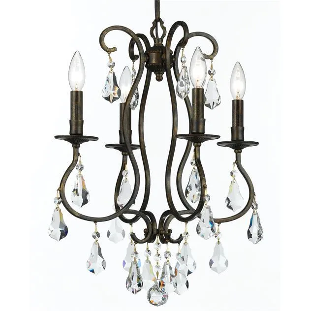 Forge Crystal Chandelier, 16" in bronze