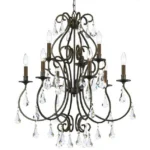 Forge Crystal Chandelier, 26" in bronze