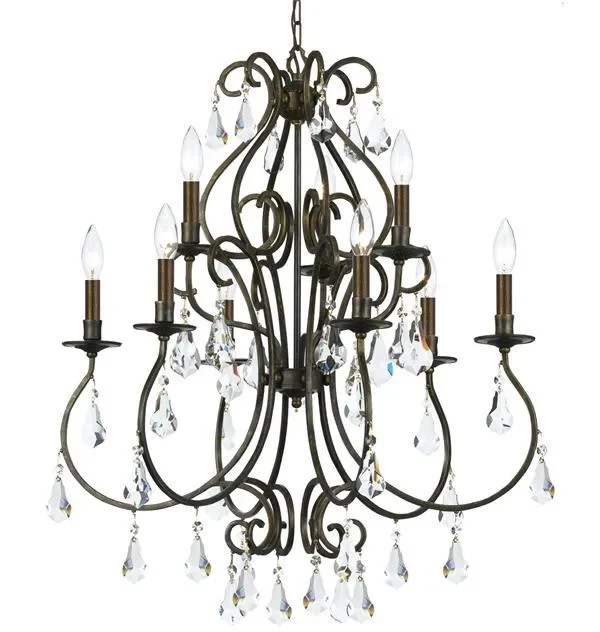 Forge Crystal Chandelier, 26" in bronze