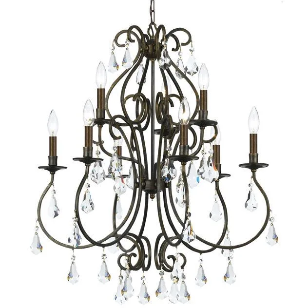 Forge Crystal Chandelier, 26" in bronze