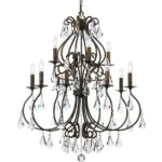 Forge Crystal Chandelier, 32" in bronze