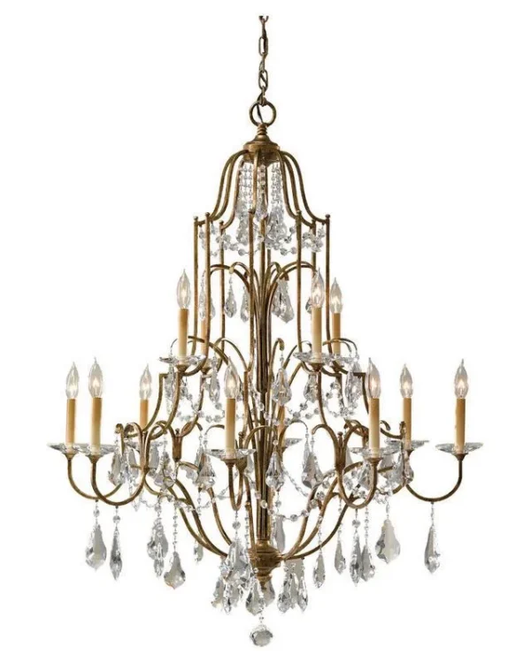 Forge Crystal Chandelier, 37" in bronze