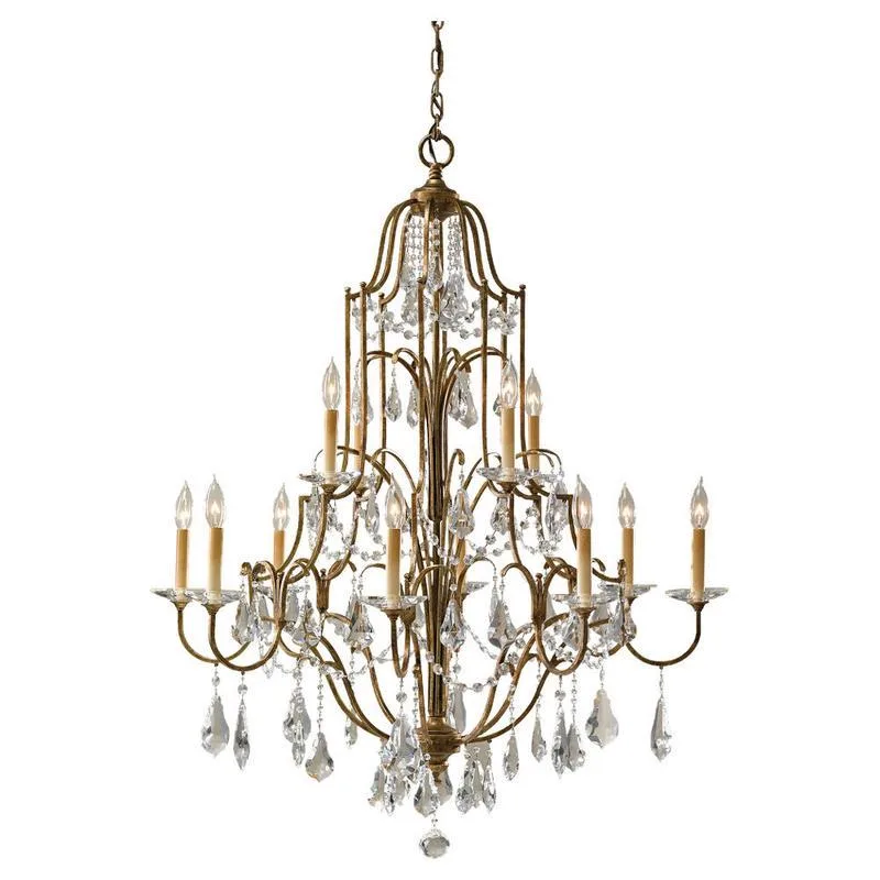 Forge Crystal Chandelier, 37" in bronze
