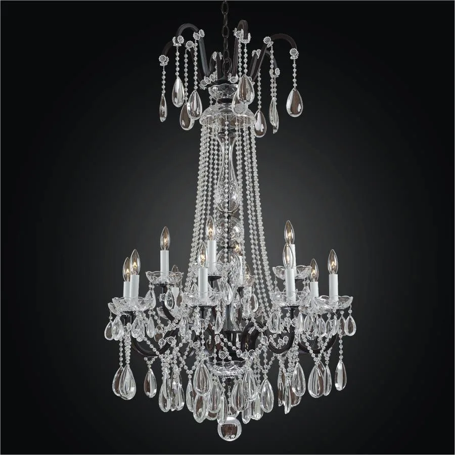 Pluie Crystal Chandelier, 26" in bronze