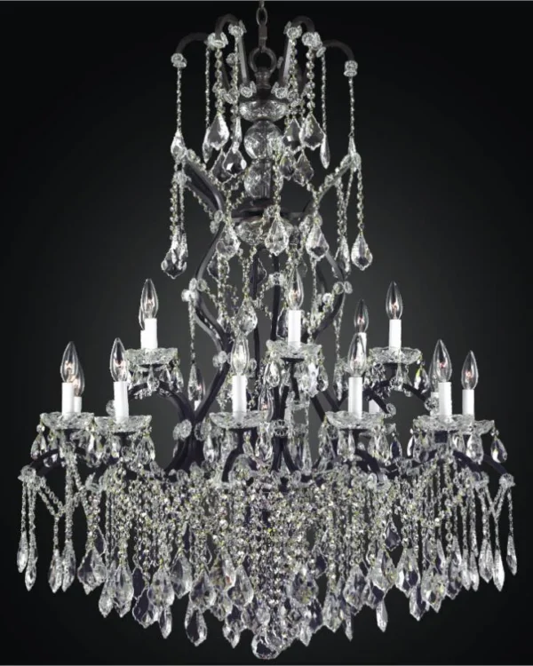 Pluie Crystal Chandelier, 39" in bronze
