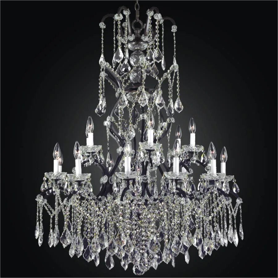 Pluie Crystal Chandelier, 39" in bronze