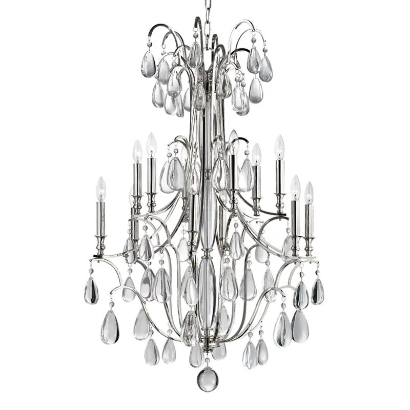 Provence Crystal 12-Light Chandelier, 31" × 43" H in Polished Nickel in polished nickel