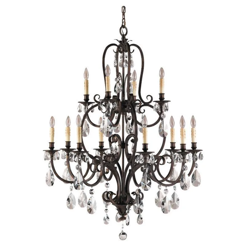 Périgord Crystal Chandelier, 37" in bronze