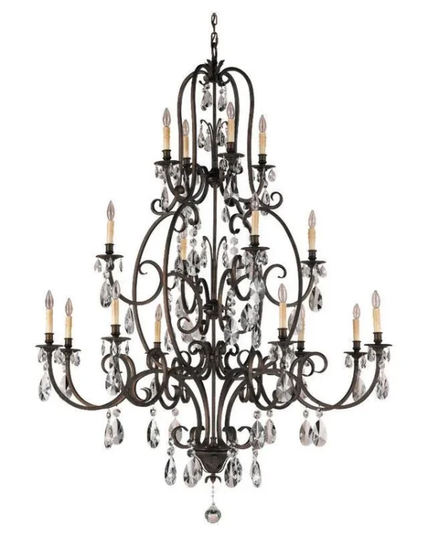 Périgord Crystal Chandelier, 54" in bronze