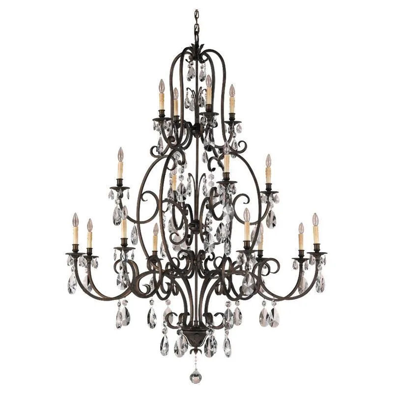 Périgord Crystal Chandelier, 54" in bronze