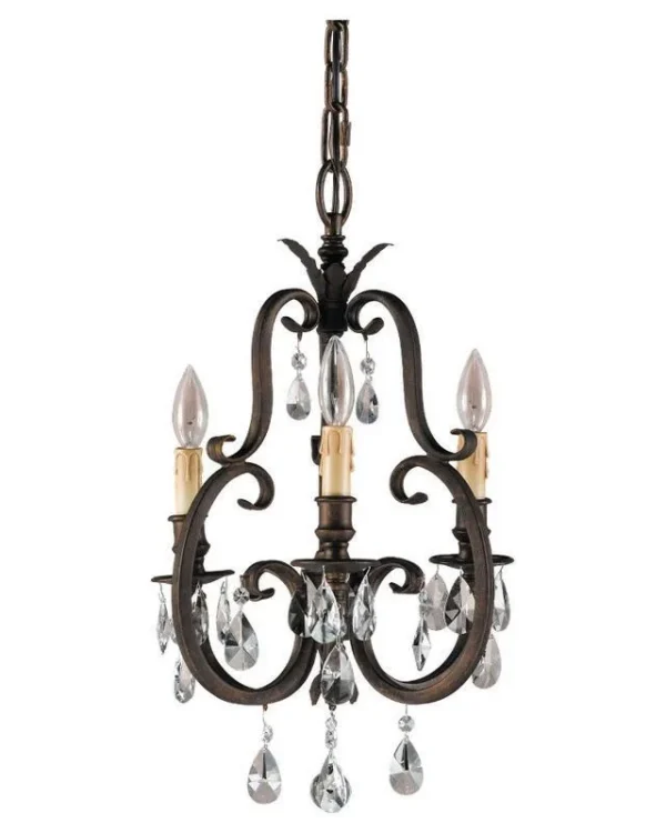 Soufflé Crystal Chandelier, 14" in bronze