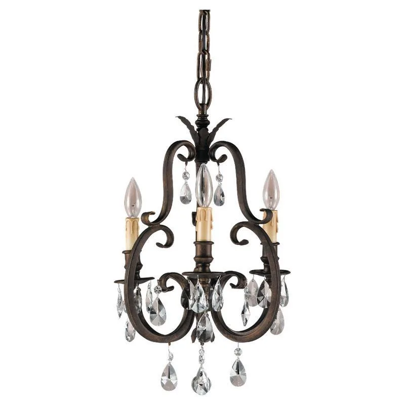 Soufflé Crystal Chandelier, 14" in bronze