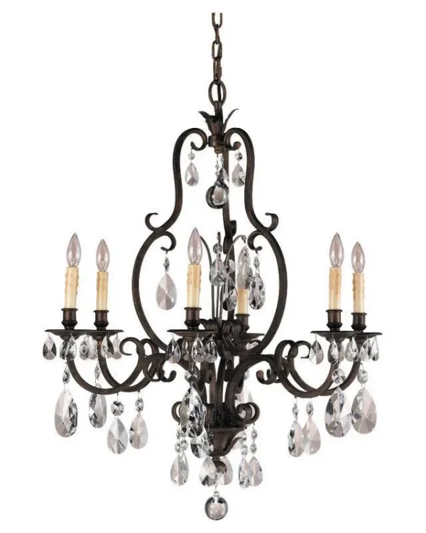 Soufflé Crystal Chandelier, 29" in bronze