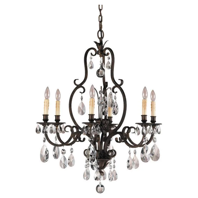 Soufflé Crystal Chandelier, 29" in bronze