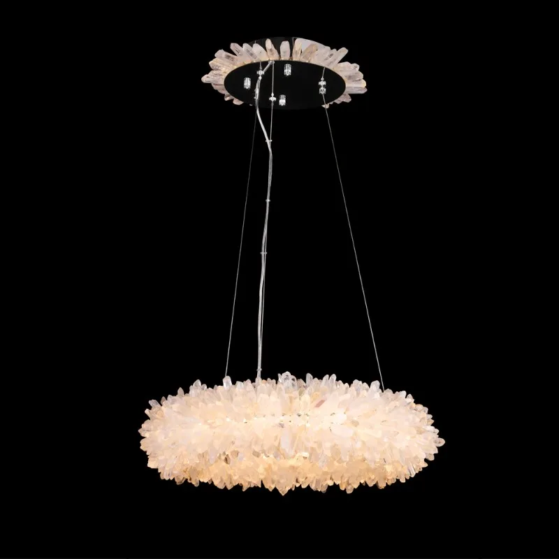 Citrine Round Quartz Chandelier in polished chrome