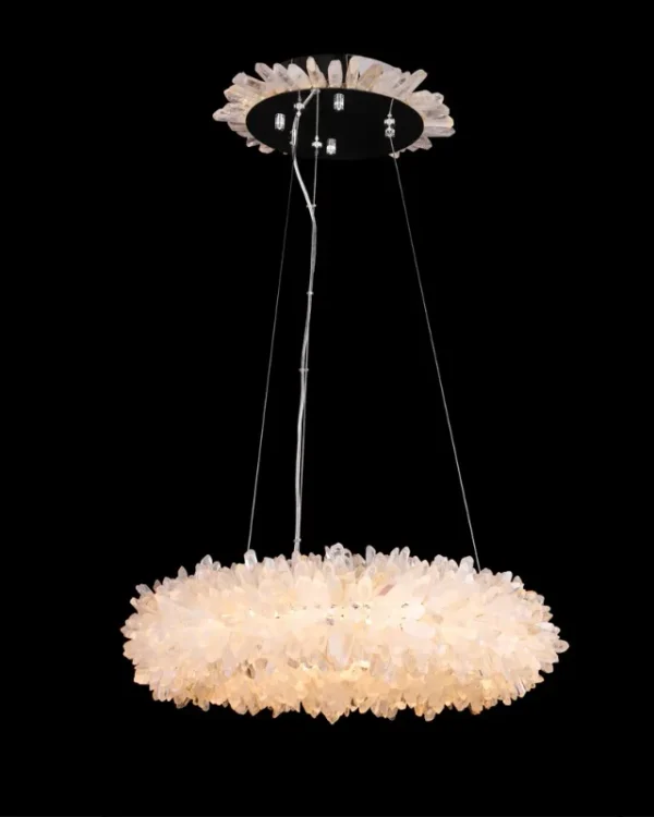 Citrine Round Quartz Chandelier, 24" in polished chrome