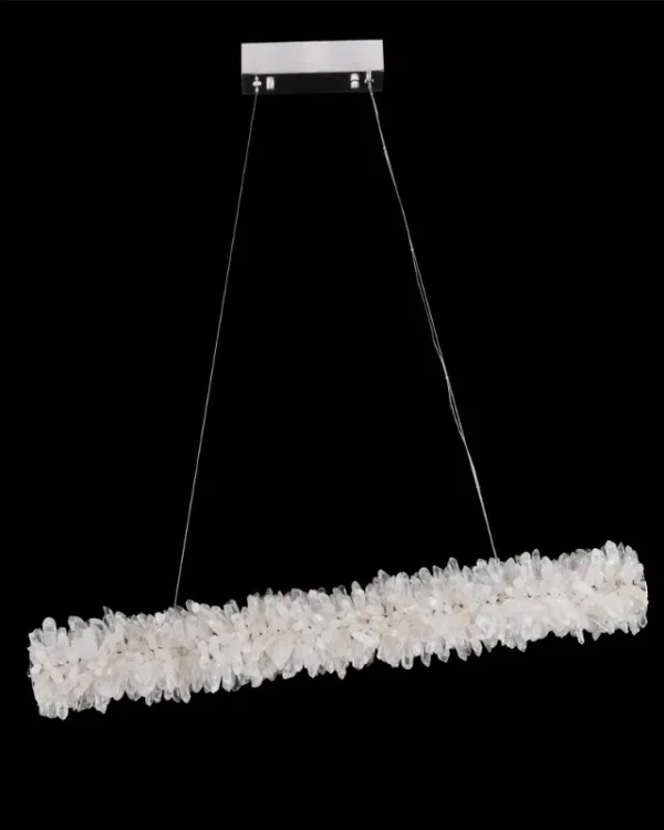 Jade Linear Quartz Chandelier, 6" in polished chrome