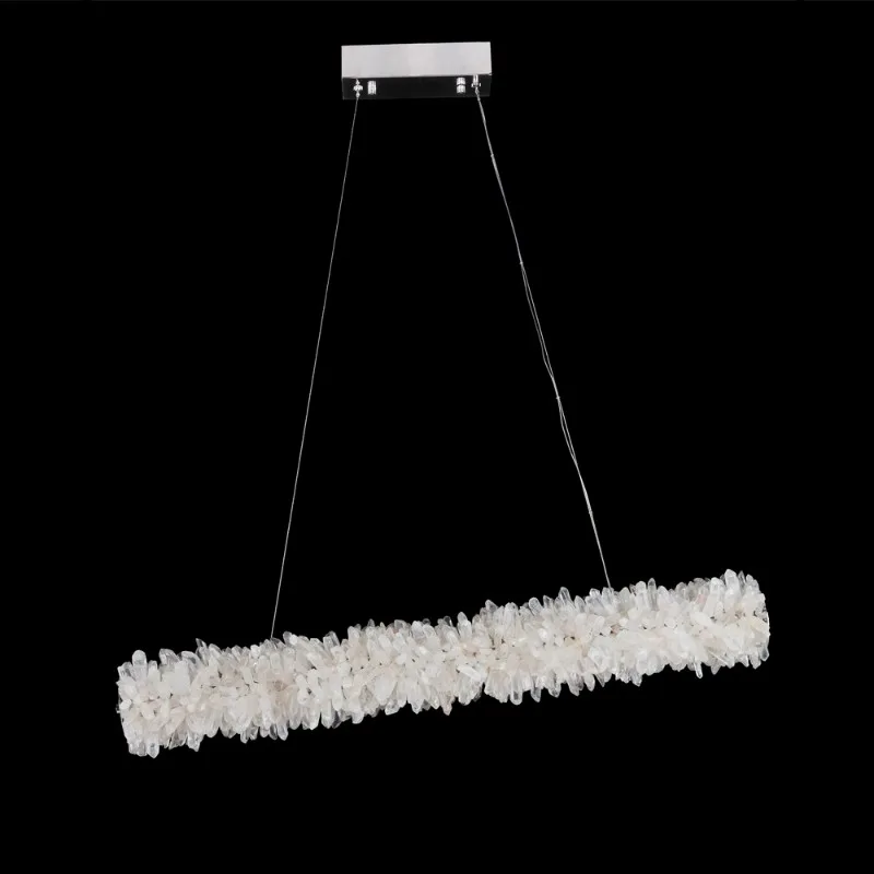 Jade Linear Quartz Chandelier, 6" in polished chrome
