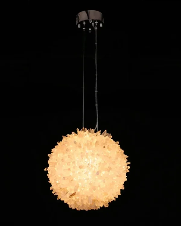 Onyx Globe Quartz Chandelier, 10" in polished chrome
