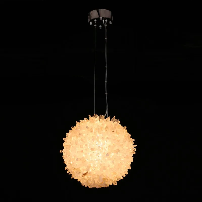 Onyx Globe Quartz Chandelier, 10" in polished chrome