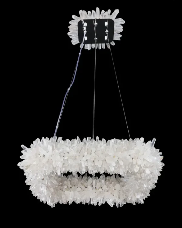 Rubis Square Quartz Chandelier, 24" in polished chrome