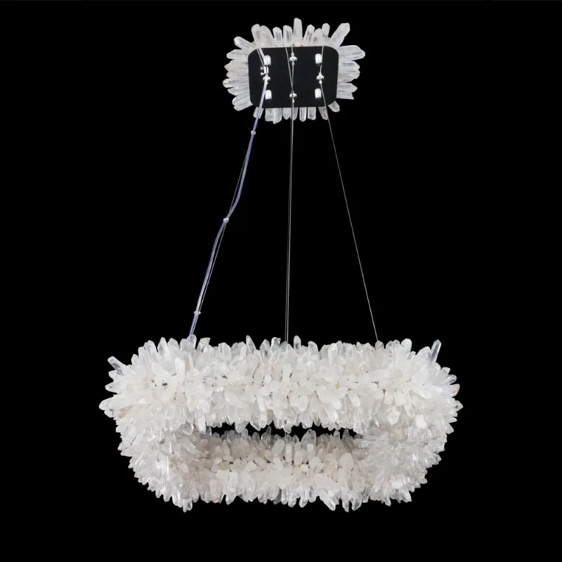 Rubis Square Quartz Chandelier, 24" in polished chrome
