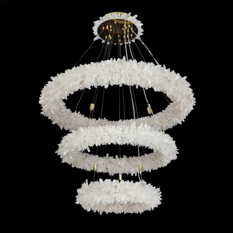 Émeraude Three-Tier Quartz Chandelier, 24" in polished chrome