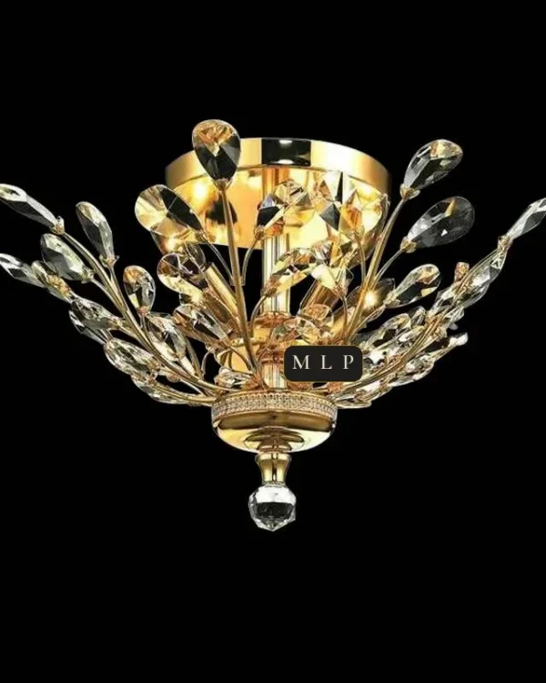 Ligne Empire Crystal Flush Mount, 20" × 10" H in gold