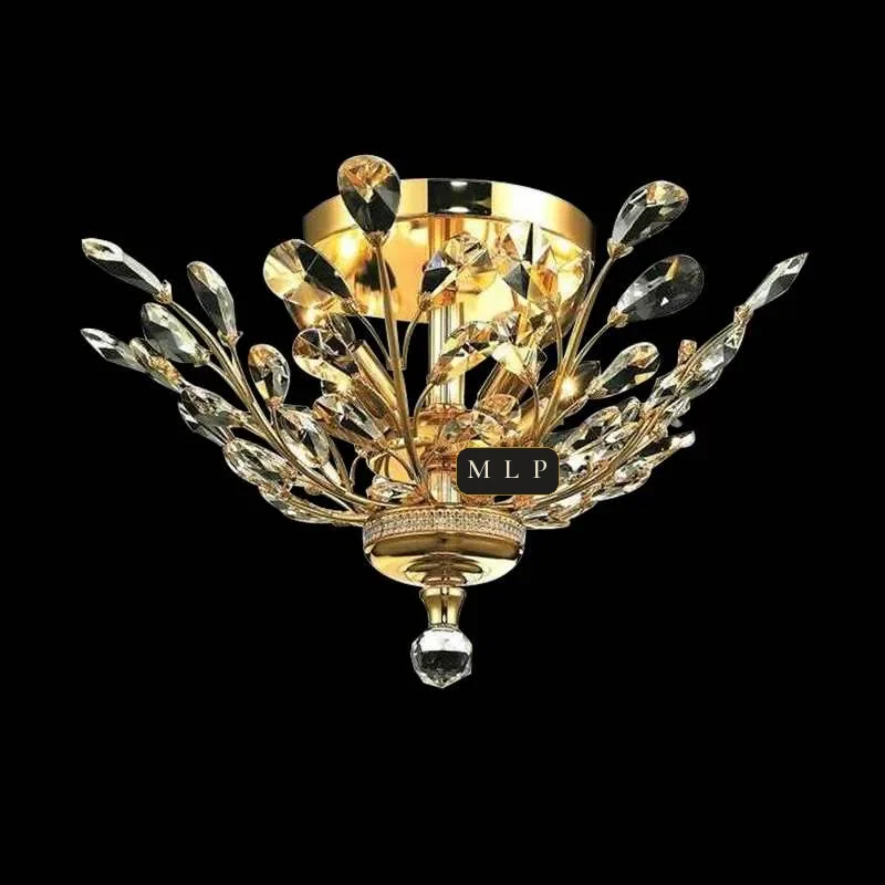 Ligne Empire Crystal Flush Mount, 20" × 10" H in gold