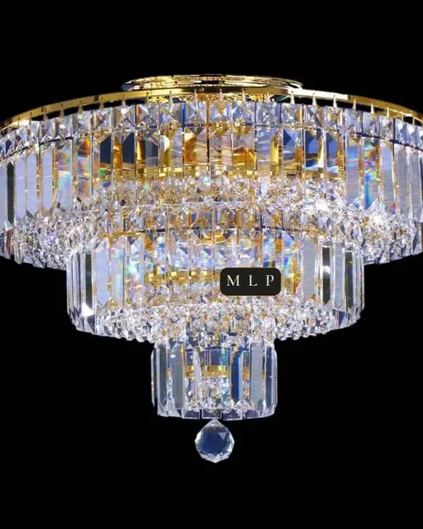 Ligne Empire Crystal Flush Mount, 20" × 20" H in gold