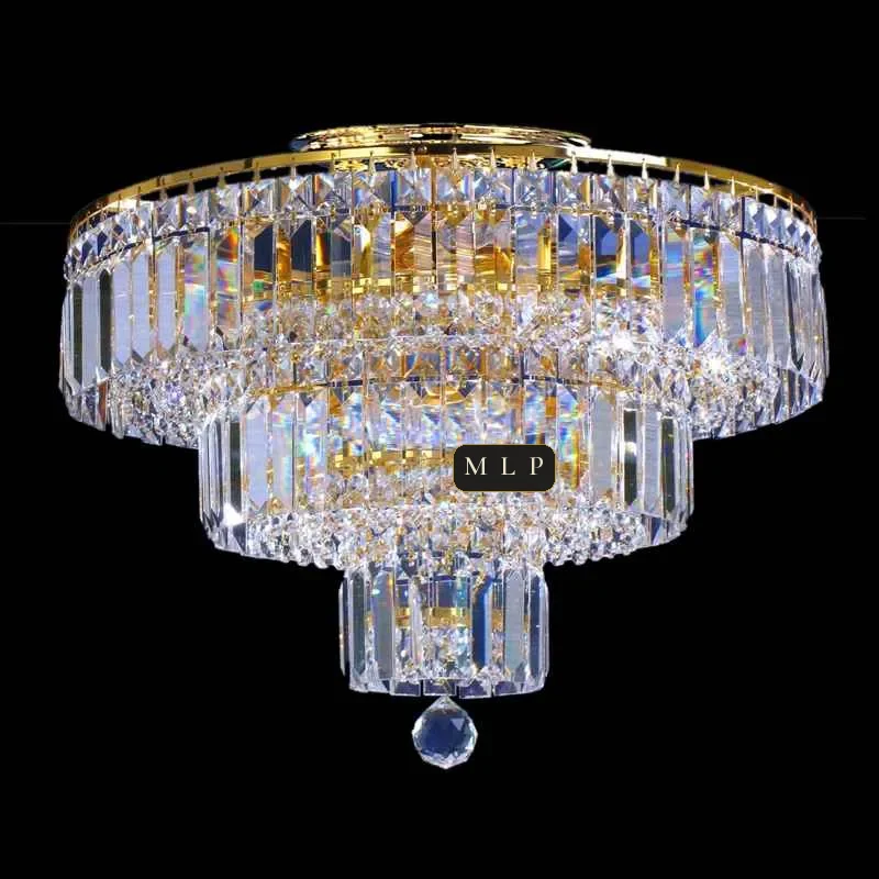 Ligne Empire Crystal Flush Mount, 20" × 20" H in gold